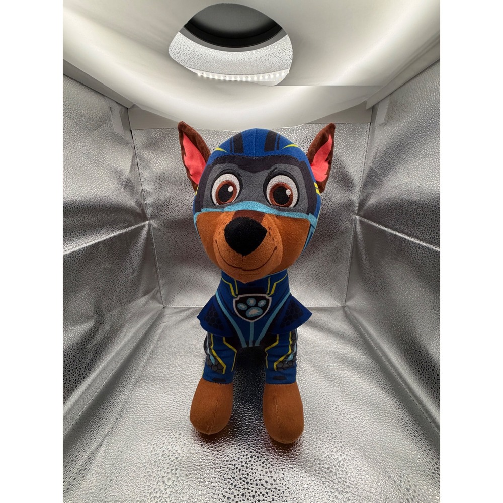 Paw Patrol Chase Mighty Pups Super PAWs Plush Blue Superhero Stuffed Animal Toy